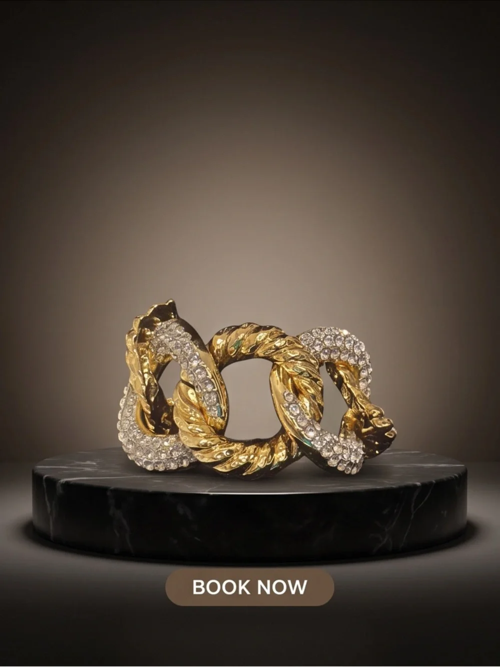 Gold Crystal Linked Brooch Pin — Women's Fashion Accessory